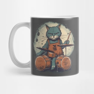 Vintage Rockin' Drummer Cat Mug